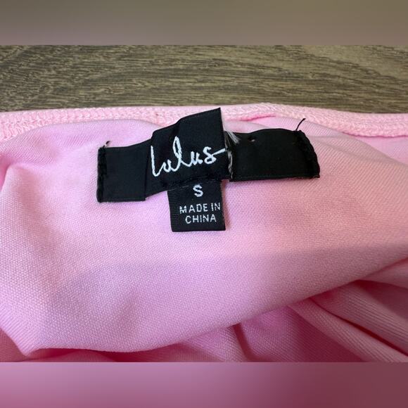 NWOT Lulus Confident Allure Light Pink Ruched Lace-Up Bodycon Mini Dress Small - Picture 9 of 12